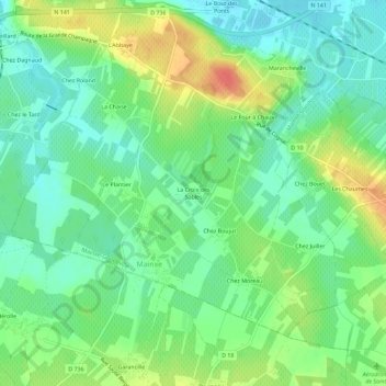 Mappa topografica La Croix des Sables, altitudine, rilievo