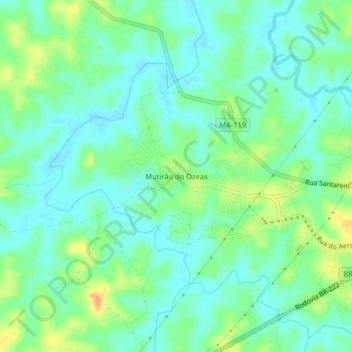 Mappa topografica Mutirão do Ozeas, altitudine, rilievo