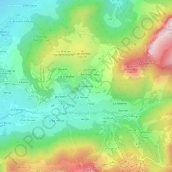 Mappa topografica Chez Buttay, altitudine, rilievo