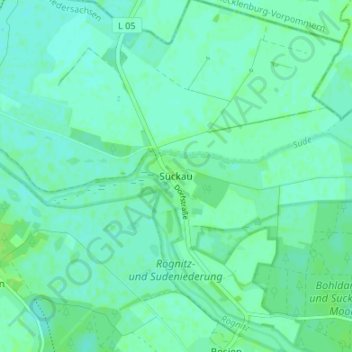 Mappa topografica Sückau, altitudine, rilievo