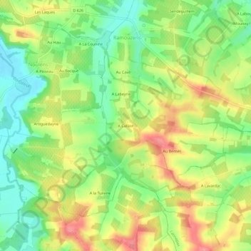 Mappa topografica A Callion, altitudine, rilievo