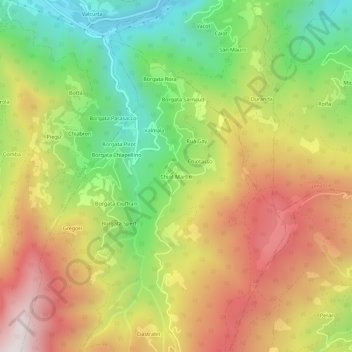 Mappa topografica Chiot Martin, altitudine, rilievo