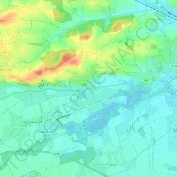 Mappa topografica Günding, altitudine, rilievo