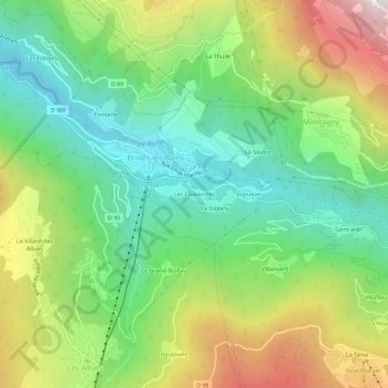 Mappa topografica Les Chavonnes, altitudine, rilievo