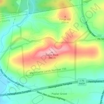 Mappa topografica Eagle Rock, altitudine, rilievo