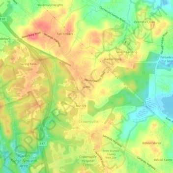 Mappa topografica Gotts, altitudine, rilievo