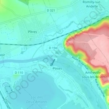 Mappa topografica Les Écluses, altitudine, rilievo
