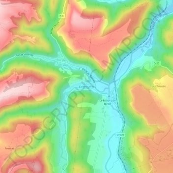 Mappa topografica La Beissieres, altitudine, rilievo