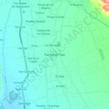 Mappa topografica Pampa de Tate, altitudine, rilievo