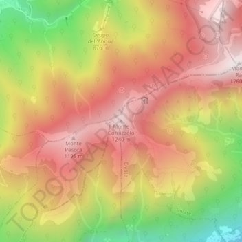Mappa topografica Monte Cornizzolo, altitudine, rilievo