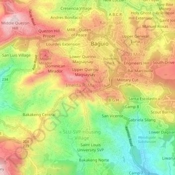 Mappa topografica Ferdinand, altitudine, rilievo