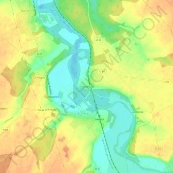 Mappa topografica Chanteloup, altitudine, rilievo
