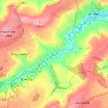 Mappa topografica Stoney Littleton, altitudine, rilievo