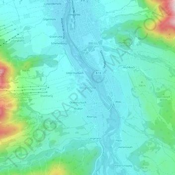 Mappa topografica Wegscheid, altitudine, rilievo