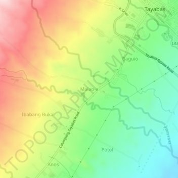 Mappa topografica Malao-a, altitudine, rilievo