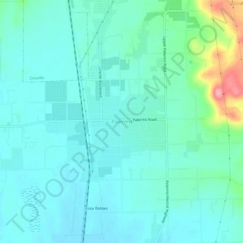 Mappa topografica Palermo, altitudine, rilievo