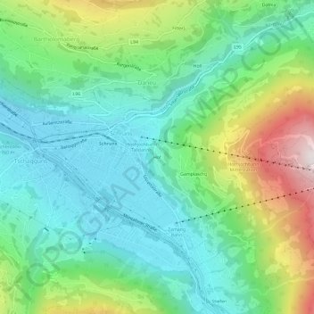 Mappa topografica Hof, altitudine, rilievo
