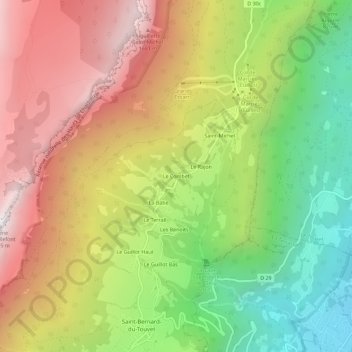 Mappa topografica Le Combet, altitudine, rilievo
