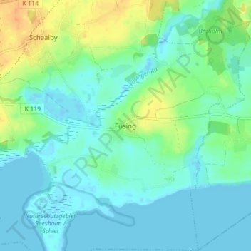 Mappa topografica Füsing, altitudine, rilievo