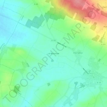 Mappa topografica Les Bouchauds, altitudine, rilievo
