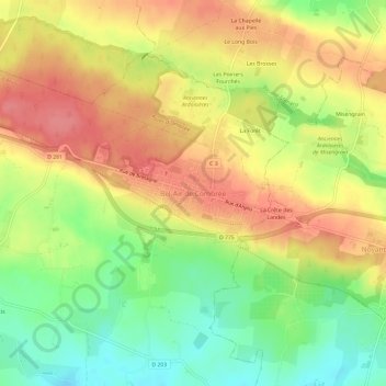 Mappa topografica Bel-Air de Combrée, altitudine, rilievo