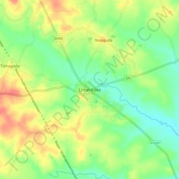 Mappa topografica Umerkote, altitudine, rilievo
