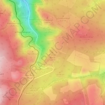 Mappa topografica Andreas Berg, altitudine, rilievo