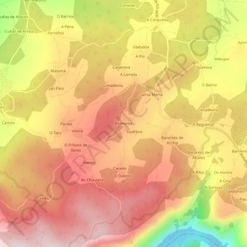 Mappa topografica Bolmente, altitudine, rilievo