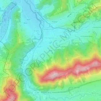 Mappa topografica Greit, altitudine, rilievo