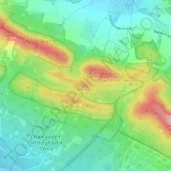 Mappa topografica Mämerisch, altitudine, rilievo