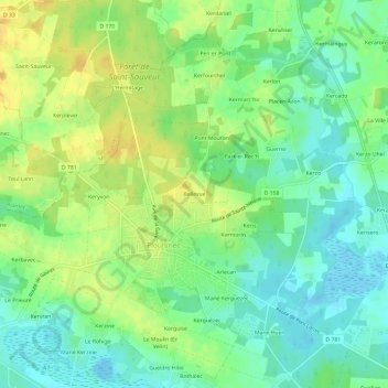 Mappa topografica Bellevue, altitudine, rilievo
