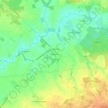Mappa topografica La Roussière, altitudine, rilievo