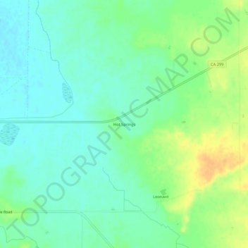 Mappa topografica Hot Springs, altitudine, rilievo