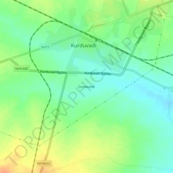 Mappa topografica Gorewasti, altitudine, rilievo