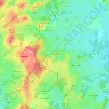 Mappa topografica Les Besses, altitudine, rilievo