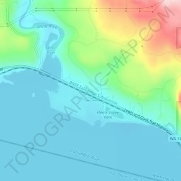 Mappa topografica Home Valley, altitudine, rilievo