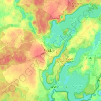 Mappa topografica Feldberg, altitudine, rilievo