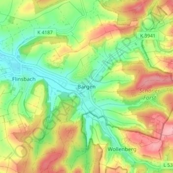 Mappa topografica Bargen, altitudine, rilievo