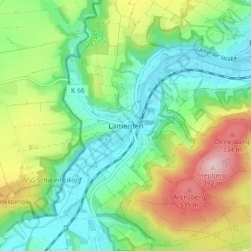 Mappa topografica Lamerden, altitudine, rilievo