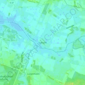 Mappa topografica Soholm, altitudine, rilievo
