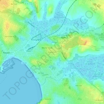 Mappa topografica Maisonfort, altitudine, rilievo