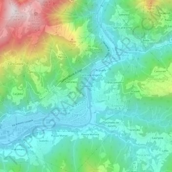 Mappa topografica Trefontane, altitudine, rilievo