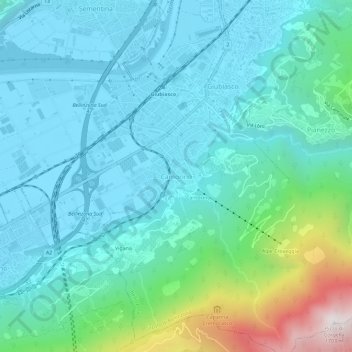 Mappa topografica Camorino, altitudine, rilievo