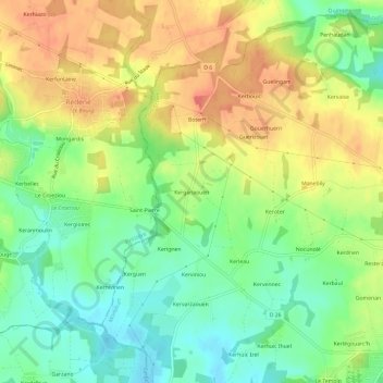 Mappa topografica Kerganaouen, altitudine, rilievo