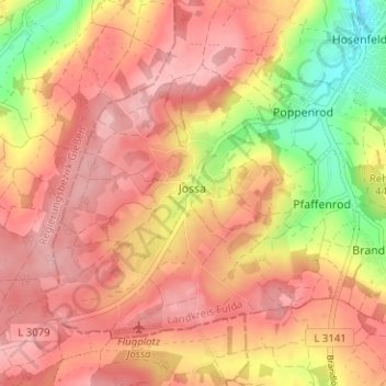 Mappa topografica Jossa, altitudine, rilievo