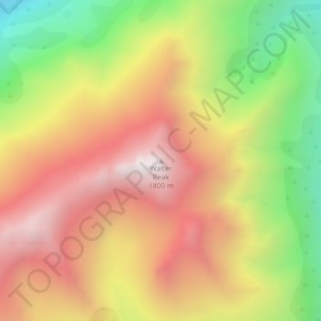 Mappa topografica Walter Peak, altitudine, rilievo