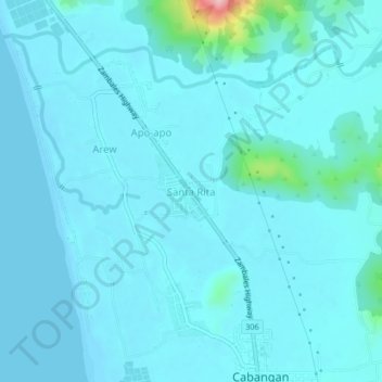 Mappa topografica Santa Rita, altitudine, rilievo
