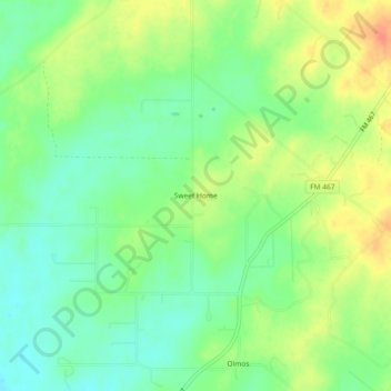 Mappa topografica Sweet Home, altitudine, rilievo