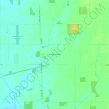 Mappa topografica Willow Branch, altitudine, rilievo