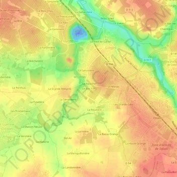 Mappa topografica Le Bas Fief, altitudine, rilievo